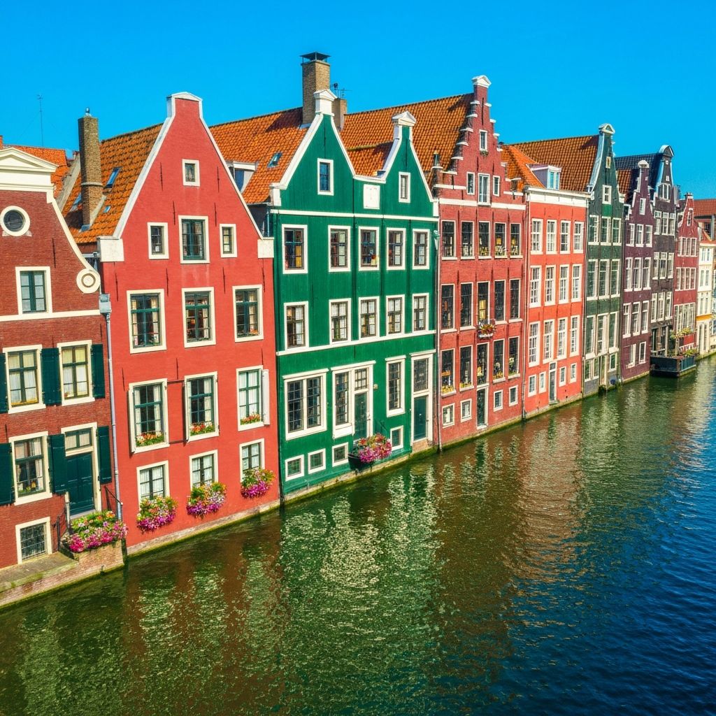 Merchant homes and warehouses along the canals